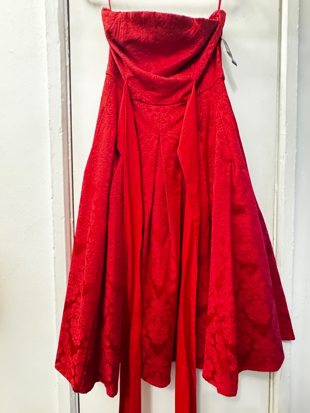New York & Company Strapless Scarlet Red Midi Dress